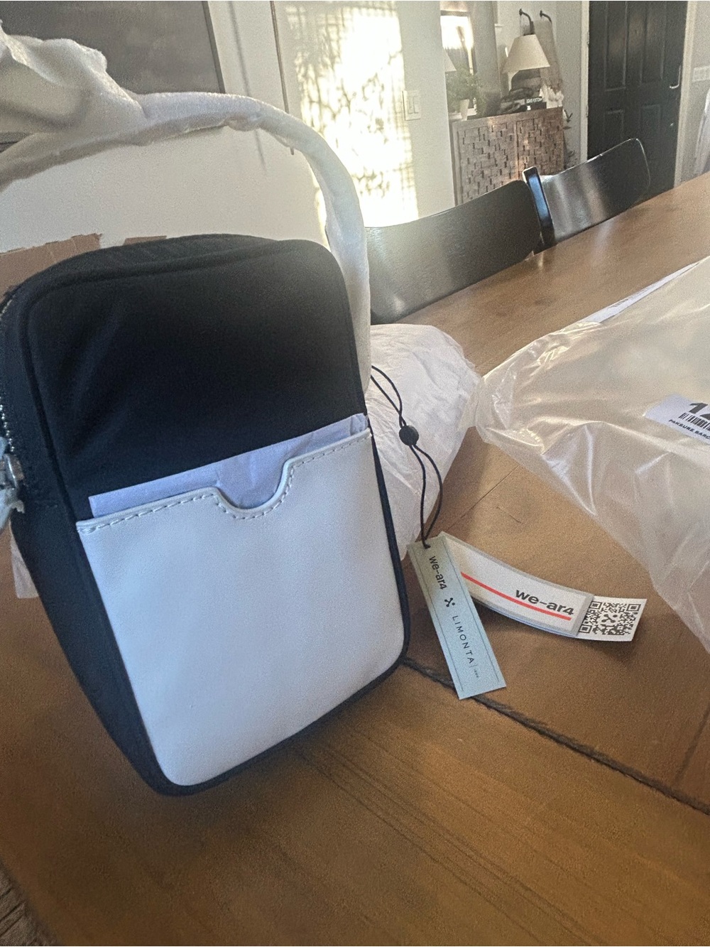 NWT We-Are4 Black and White The Souvenir Leather Crossbody Bag